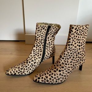 Leopard print heeled booties